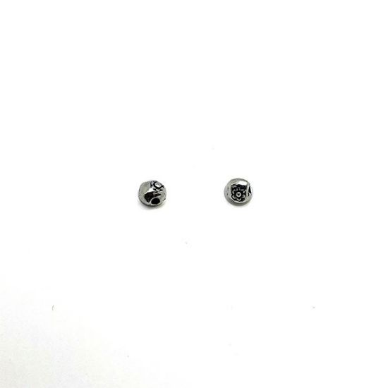 Picture of 6mm Silver Plated Flower Nugget Spacer, 6 piece package.