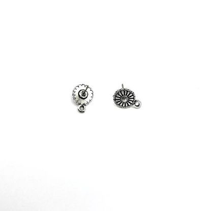 Picture of Silver Plated Concho Earring Post with Loop, 9mm