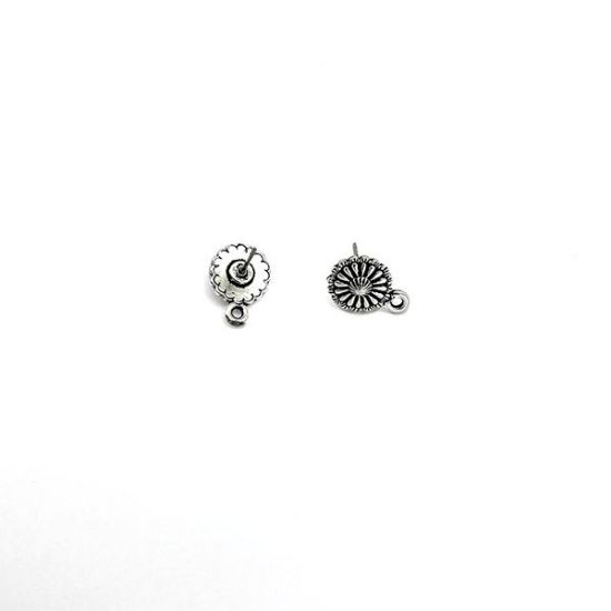 Picture of Silver Plated Concho Earring Post with Loop, 9mm
