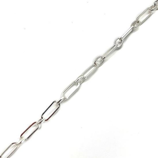 Picture of Sterling Silver Long & Short Rectangle Bulk Chain 6mm, Sold by the Foot