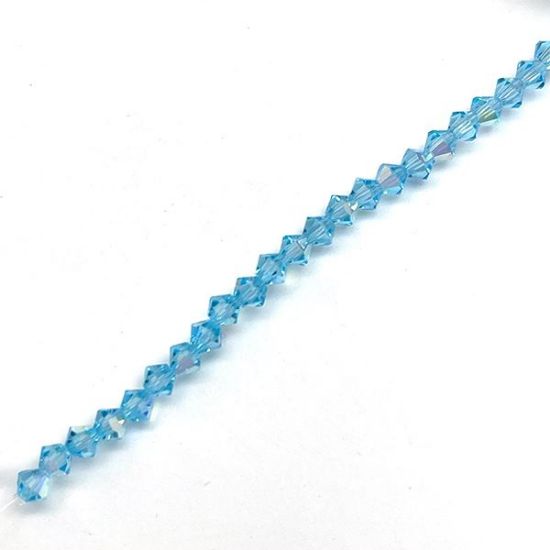 Picture of Preciosa Bi-Cone, Aquamarine Aurora Borealis Glass 4mm Beads, 5" Strand