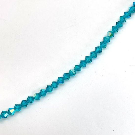 Picture of Preciosa Bi-Cone, Zircon Aurora Borealis Glass 4mm Beads, 5" Strand