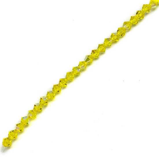 Picture of Preciosa Bi-Cone, Cintrine Aurora Borealis Glass 4mm Beads, 5" Strand