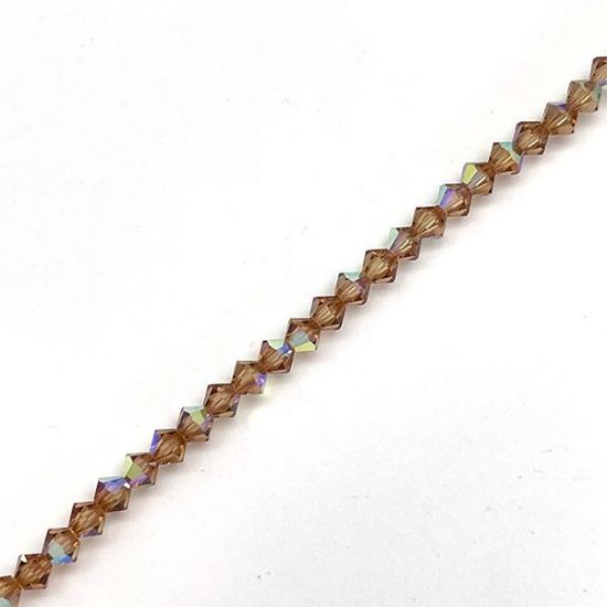 Picture of Preciosa Bi-Cone, Colorado Topaz Aurora Borealis Glass 4mm Beads, 5" Strand