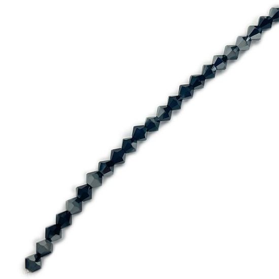 Picture of Preciosa Bi-Cone, Hematite Glass 4mm Beads, 5" Strand