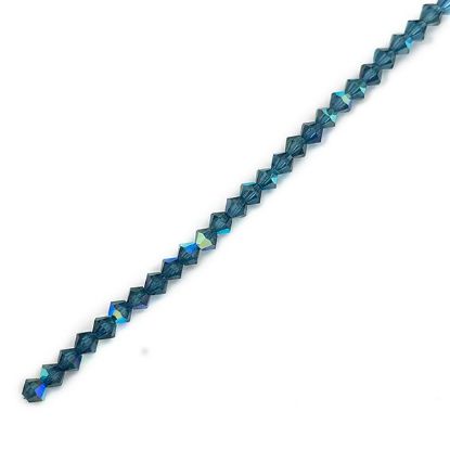 Picture of Preciosa Bi-Cone, Montana Aurora Borealis Glass 4mm Beads, 5" Strand