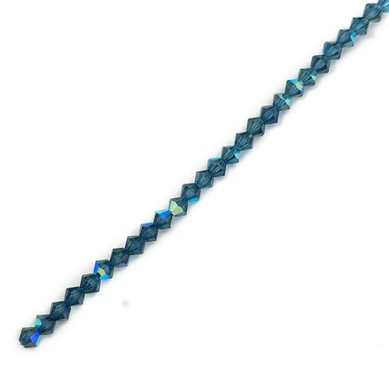 Picture of Preciosa Bi-Cone, Montana Aurora Borealis Glass 4mm Beads, 5" Strand