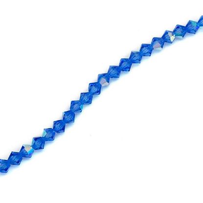 Picture of Preciosa Bi-Cone, Sapphire Aurora Borealis Glass 4mm Beads, 5" Strand