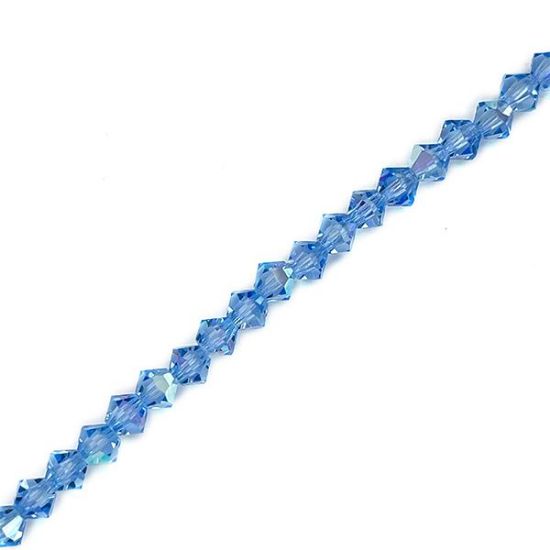 Picture of Preciosa Bi-Cone, Sapphire Light Aurora Borealis Glass 4mm Beads, 5" Strand