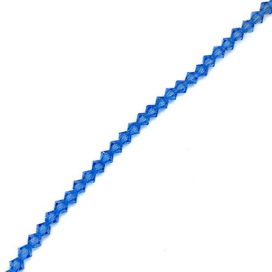 Picture of Preciosa Bi-Cone, Sapphire Glass 4mm Beads, 5" Strand