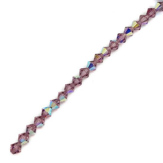 Picture of 6mm Preciosa Bi-Cone, Light Amethyst Aurora Borealis Glass Beads, 5in Strand