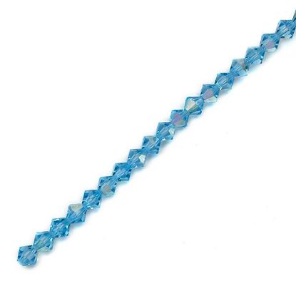 Picture of 6mm Preciosa Bi-Cone, Aquamarine Aurora Borealis Glass Beads, 5in Strand