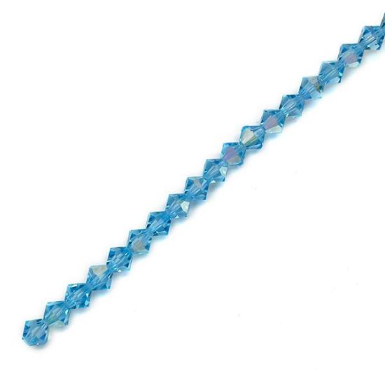 Picture of 6mm Preciosa Bi-Cone, Aquamarine Aurora Borealis Glass Beads, 5in Strand