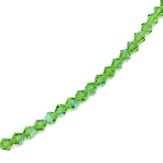 Picture of 6mm Preciosa Bi-Cone, Peridot Aurora Borealis Glass Beads, 5in Strand