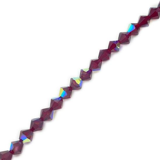 Picture of 6mm Preciosa Bi-Cone, Saim Aurora Borealis Glass Beads, 5in Strand