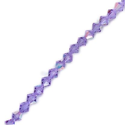 Picture of 6mm Preciosa Bi-Cone, Violet Aurora Borealis Glass Beads, 5in Strand