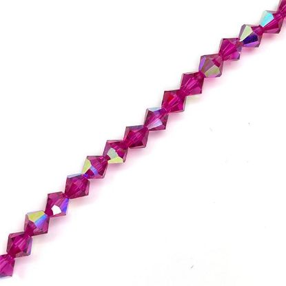 Picture of 6mm Preciosa Bi-Cone, Fushia Aurora Borealis Glass Beads, 5in Strand