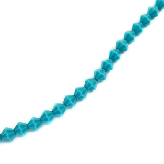 Picture of 6mm Preciosa Bi-Cone, Turquoise Glass Beads, 5in Strand