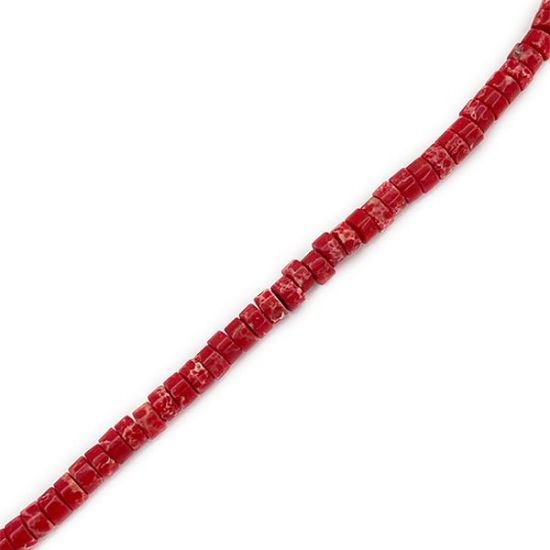 Picture of Block Red with Matrix Heishi Beads, 4mm, 15" Strand