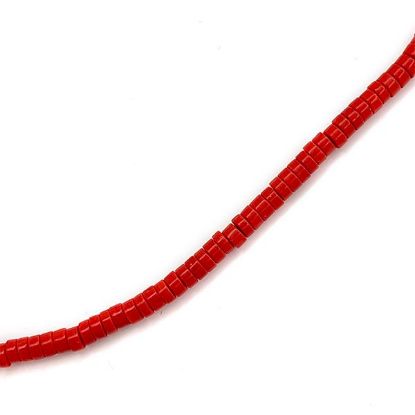 Picture of Block Red Heishi Beads, 4mm, 15" Strand