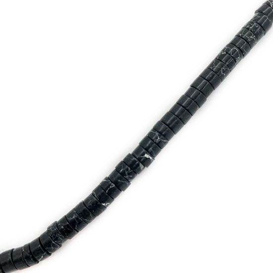 Picture of Block Black Stone Heishi Beads, 6mm, 15" Strand