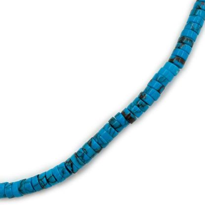 Picture of Block Dark Blue with Matrix Turquoise Heishi Beads, 6mm, 15" Strand