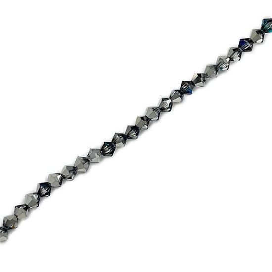 Picture of Preciosa Bi-Cone, Bermuda Aurora Borealis Glass 4mm Beads, 5" Strand