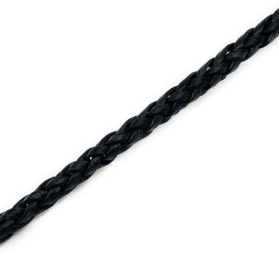 Picture of Handmade Black Leather Bolo Cord, 6 Ply, 36" Length. Approx. 4.5-5mm Thick.