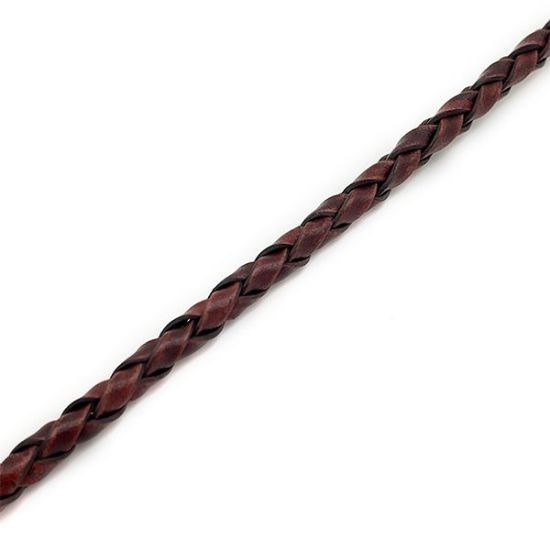 Picture of Handmade Brown Leather Bolo Cord, 4 Ply, 42" Length. Approx. 4-4.5mm Thick.