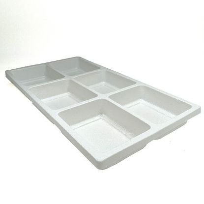 Picture of White Plastic Tray Liner, 6 compartments, 4-1/4"x 3-1/4" x 1-1/2"