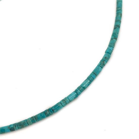 Picture of Stabilized Turquoise Blue Heishi & Tube 4mm, 16" Bead Strand