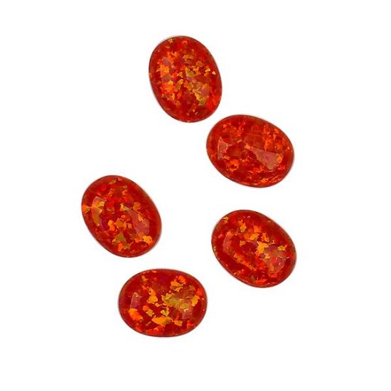 Picture of Imitation Fire Opal, Oval Cabochon, 7x9mm