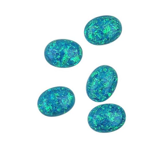 Picture of Imitation Tiffany Blue Opal, Oval Cabochon, 6x8mm