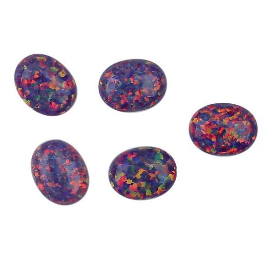 Picture of Imitation Multi-Lavender Opal, Oval Cabochon, 7x9mm