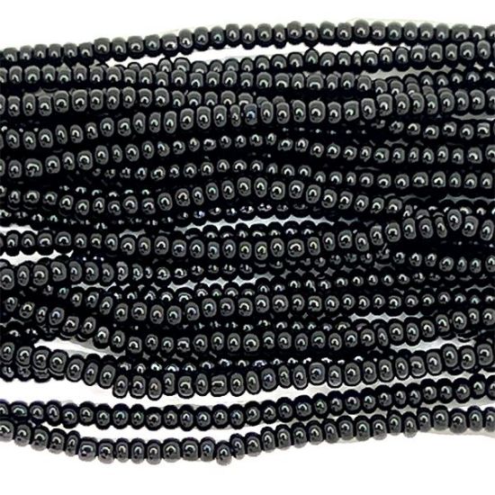 Picture of Size 13 Cut Czech Seed Beads, Opaque Black, Sold by the Hank