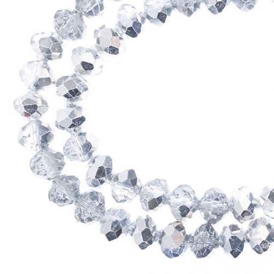 Picture of Crystal Lane 6x8mm Transparent Half Silver Rondelle, 2 Strand 7" Strands