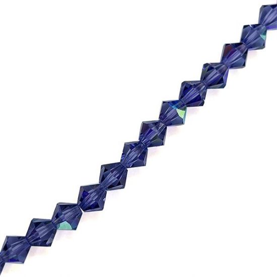Picture of 6mm Preciosa Bi-Cone, Tanzanite AB Glass Beads, 5in Strand