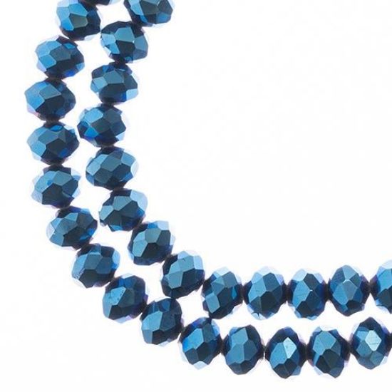Picture of Crystal Lane 6x8mm Opaque Blue Iris Rondelle, 2 Strand 7" Strands