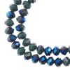 Picture of Crystal Lane 6x8mm Opaque Dark Green with Half Blue Iris Rondelle, 2 Strand 7" Strands