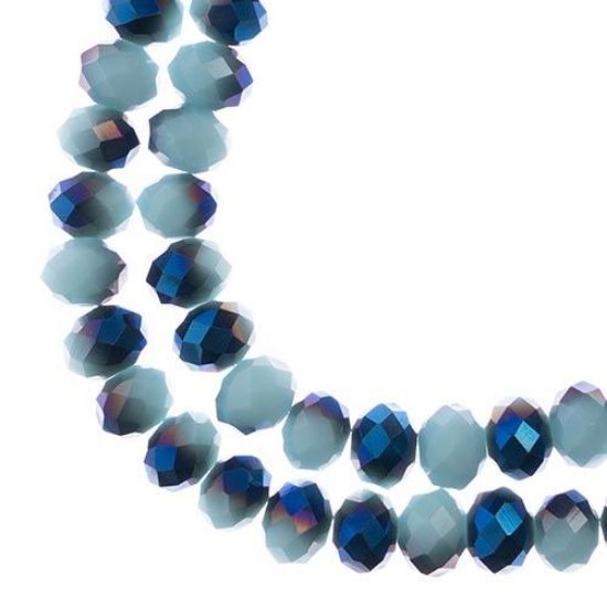 Picture of Crystal Lane 6x8mm Opaque Light Blue with Half Blue Iris Rondelle, 2 Strand 7" Strands