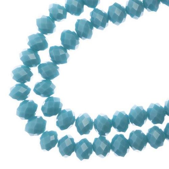 Picture of Crystal Lane 6x8mm Opaque Turquoise Blue Rondelle, 2 Strand 7" Strands