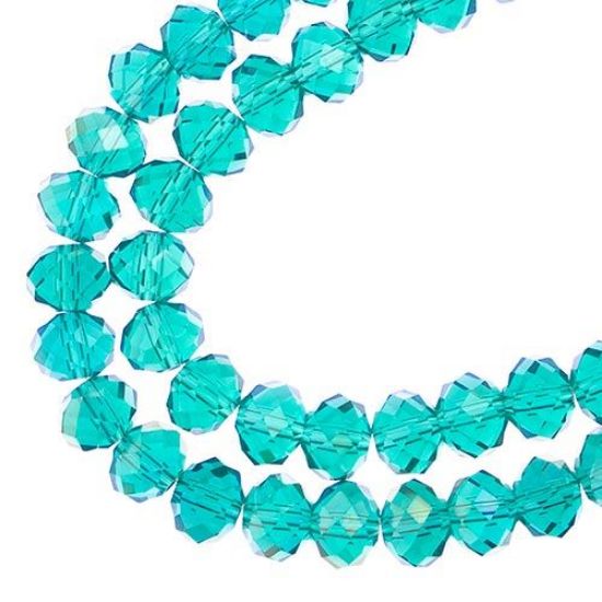 Picture of Crystal Lane 6x8mm Transparent Dark Green Aurora Borealis Rondelle, 2 Strand 7" Strands