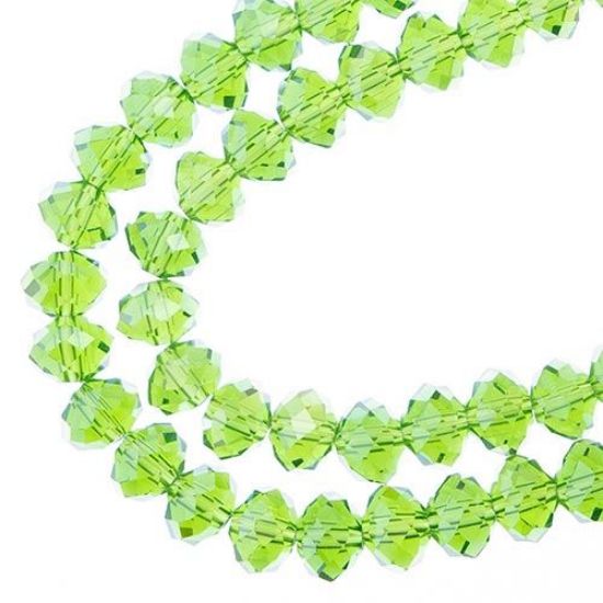 Picture of Crystal Lane 6x8mm Transparent Green Aurora Borealis Rondelle, 2 Strand 7" Strands