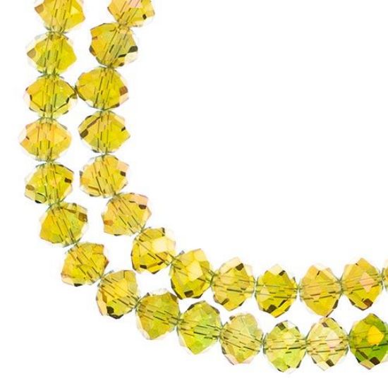 Picture of Crystal Lane 6x8mm Transparent Light Amber with Purple Luster Rondelle, 2 Strand 7" Strands