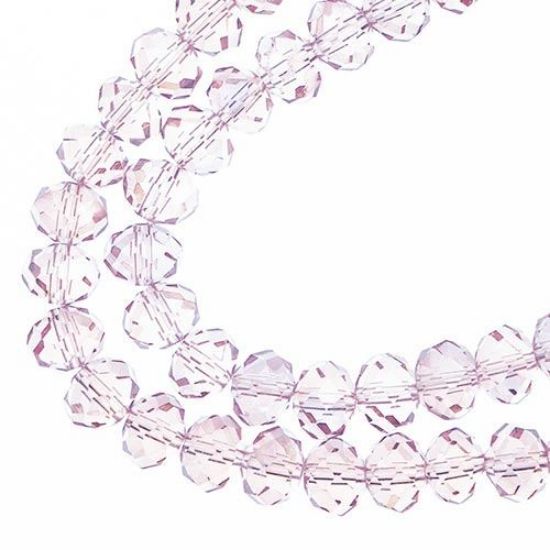 Picture of Crystal Lane 6x8mm Transparent Pink Aurora Borealis Rondelle, 2 Strand 7" Strands