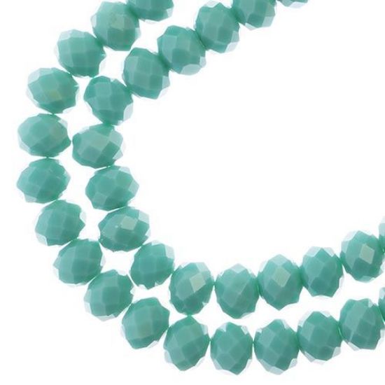 Picture of Crystal Lane 6x8mm OpaqueTurquoise Green Rondelle, 2 Strand 7" Strands