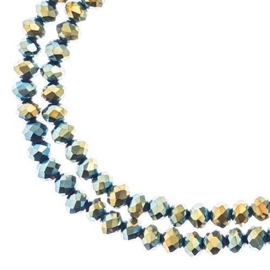 Picture of Crystal Lane 3x4mm Opaque Green Iris Rondelle, 2 Strand 7" Strands