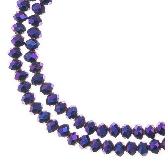 Picture of Crystal Lane 3x4mm Opaque Purple Iris Rondelle, 2 Strand 7" Strands
