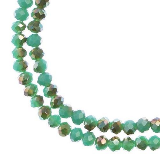 Picture of Crystal Lane 3x4mm Opaque Turquoise Blue with Half Champagne Luster Rondelle, 2 Strand 7" Strands