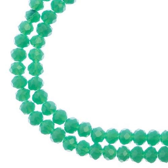 Picture of Crystal Lane 3x4mm Opaque Turquoise Green Rondelle, 2 Strand 7" Strands